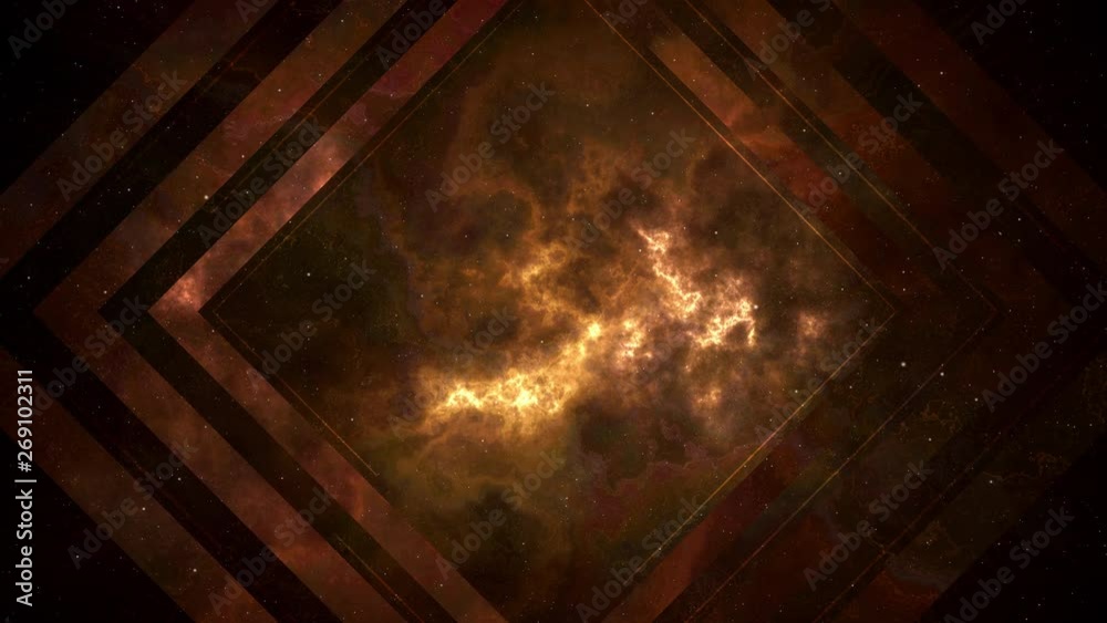 Canvas Prints warm amber abstract mirror framed geometric fractal looping background