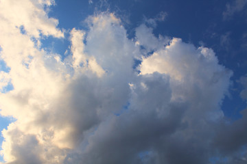 Naklejka na ściany i meble Large thunderstorm clouds. Close-up. Background. Landscape.