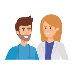 couple of professionals doctor and surgeon characters