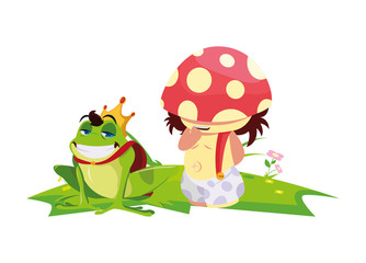 toad prince and fungu elf in garden