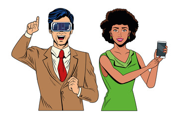 couple with virtual reality headset