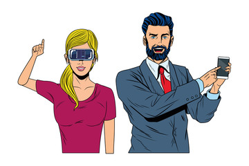 couple with virtual reality headset