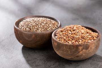Organic chia and linseed seeds - Text space