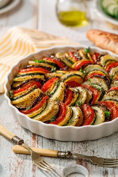 Vegetable tian, Provencal vegetable casserole, delicious and nutritious vegetarian meal