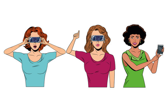 women with virtual reality headset