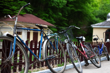Obraz premium Close-up of old bikes outdoor