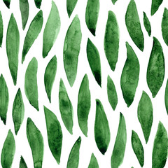 Seamless pattern. Watercolor hand drawn leaves.
