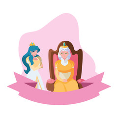 beautiful princess with queen on throne of tales character