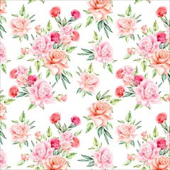 Kissenbezug watercolor floral and leaves seamless pattern © lukasdedi