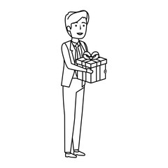 young businessman with gift box