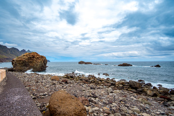 Fototapeta na wymiar Wide Shot, sea landscape of the north coast of Tenerife at Roque de las Bodegas