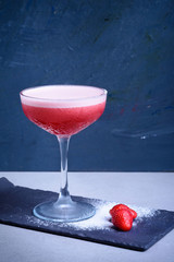 Strawberry cocktail, fresh strawberry juice drink.