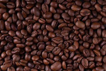 A layer of black roasted coffee