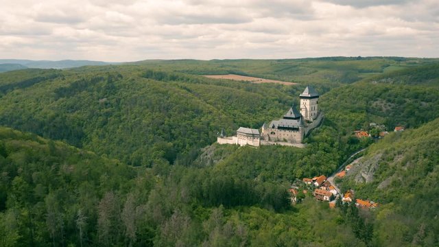 Aerial view of Karlstejn Castle