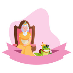 queen on throne with toad prince characters