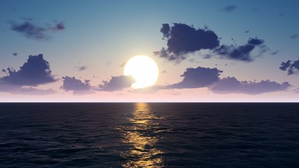 Sea Sunset background 3D Rendering