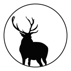 deer silhouette with black circle frame