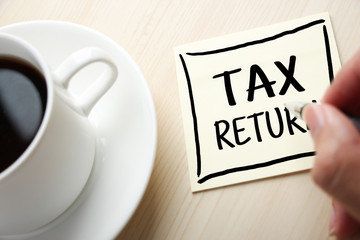 Tax Return Concept On Sticky Note