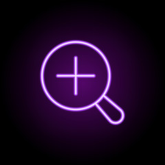 Obraz premium magnifying glass neon icon. Elements of photography set. Simple icon for websites, web design, mobile app, info graphics