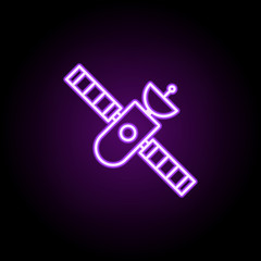 satellite neon icon. Elements of Cartooning space set. Simple icon for websites, web design, mobile app, info graphics