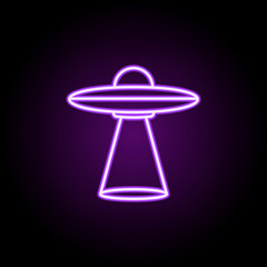 Fototapeta na wymiar alien flying machine neon icon. Elements of Cartooning space set. Simple icon for websites, web design, mobile app, info graphics