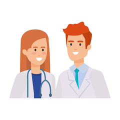 couple of professionals doctors avatars characters