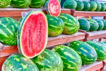 Lots of Watermelons on Display for Sale.