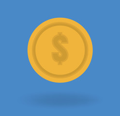 Vector illustration. Coin with dollar symbol.