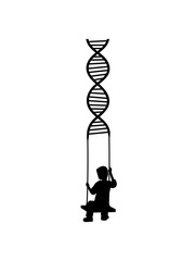 schaukeln dna gene dns forschen biologie lernen genom silhouette einsam traurig langweilig alleine junge spielplatz schwingen spaß sitzen spielen kind kinder draußen garten eltern familie hängen