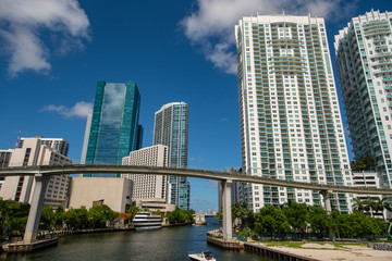 Fototapeta premium River between Miami and Brickell aerial photo