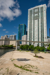 Fototapeta premium Aerial photo of undeveloped land at Downtown Brickell FL USA