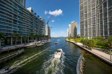 Summer boating in the Miami River Brickell