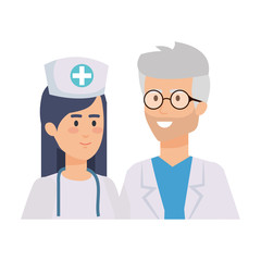 couple of professionals doctor and nurse characters