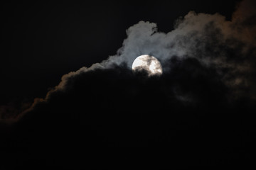 Moon covered with cloudy sky