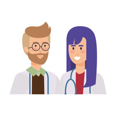 couple of professionals doctors avatars characters