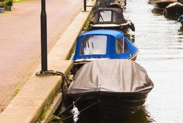 boats parked in the canal