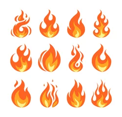 Fotobehang Simple vector flame icons in flat style © marina_ua