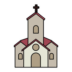postcard with church facade building