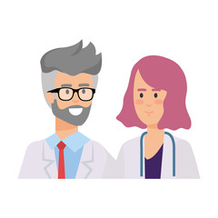 couple of professionals doctors avatars characters