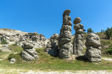 Landscape with Rock formation The Stone Dolls of Kuklica near town of Kratovo, Republic of North Macedonia