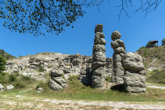 Landscape with Rock formation The Stone Dolls of Kuklica near town of Kratovo, Republic of North Macedonia
