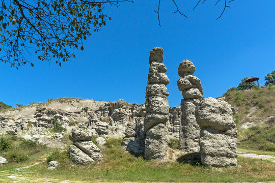 Landscape with Rock formation The Stone Dolls of Kuklica near town of Kratovo, Republic of North Macedonia