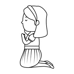 little girl kneeling first communion character
