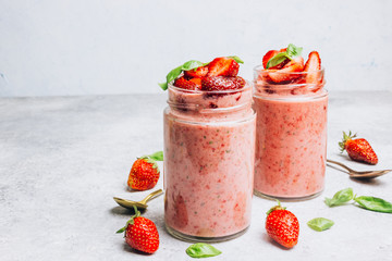 Strawberry smoothie, healthy food for breakfast and snack