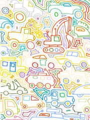 Vector color auto pattern, doodle lines, colorful grunge background