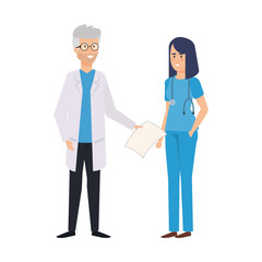 Obraz premium couple of professionals doctor and surgeon characters