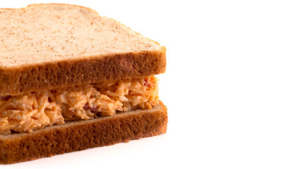 Pimento Cheese Sandwich Isolated on a White Background