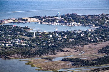 Obraz premium Aerial view of Ocracoke Island 