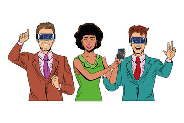 group of people with virtual reality headset