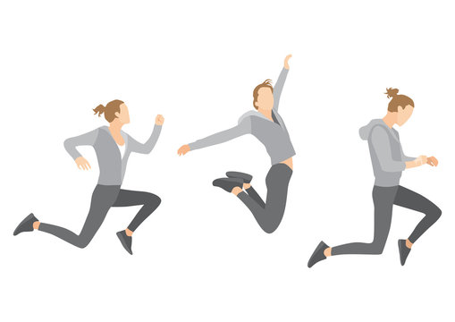 Woman jumping and running